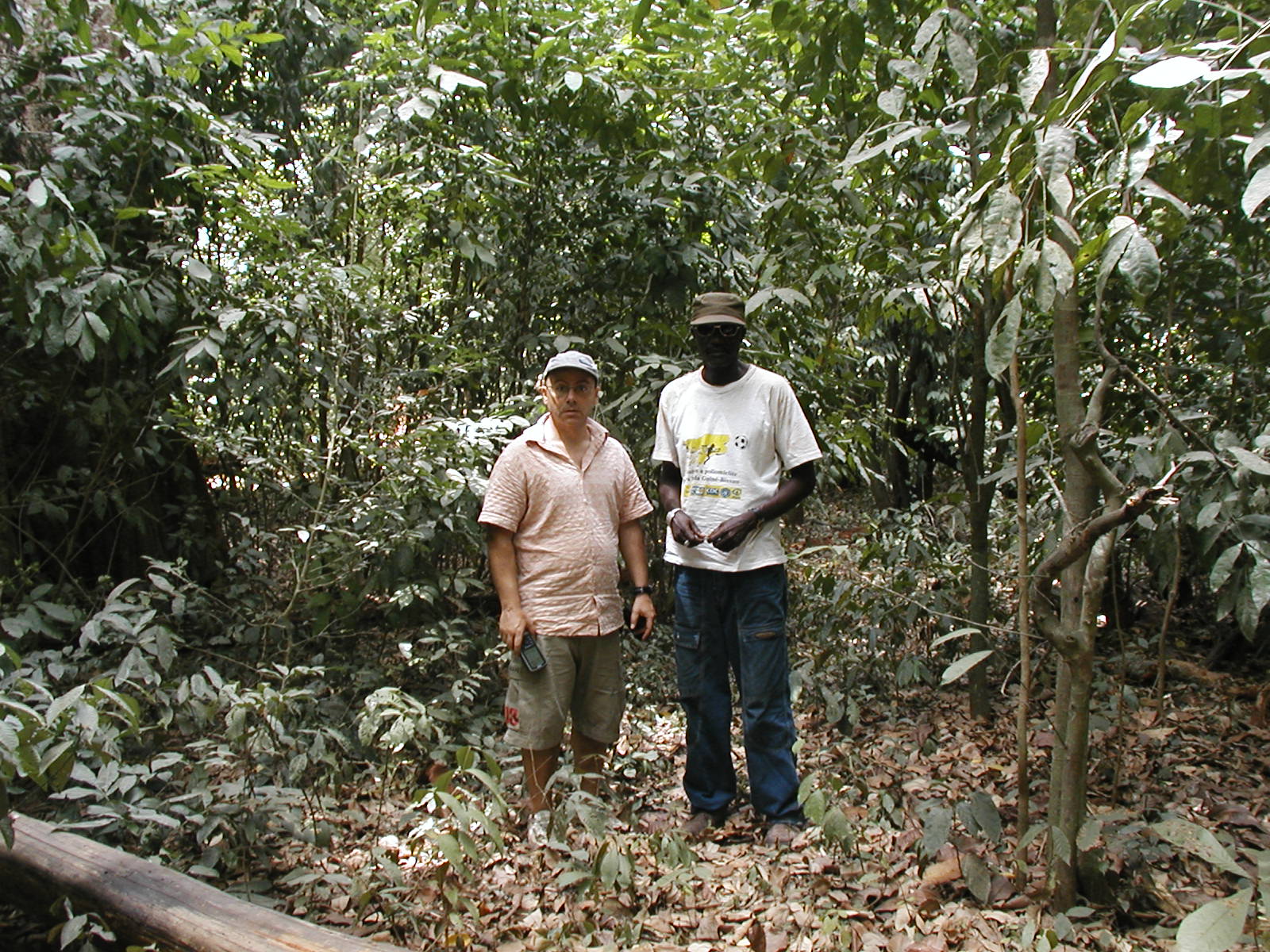 Danilo Barbero and a colleague standing together among forest trees